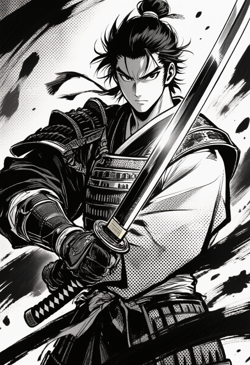 Ink Portrait of a Swordsman 3