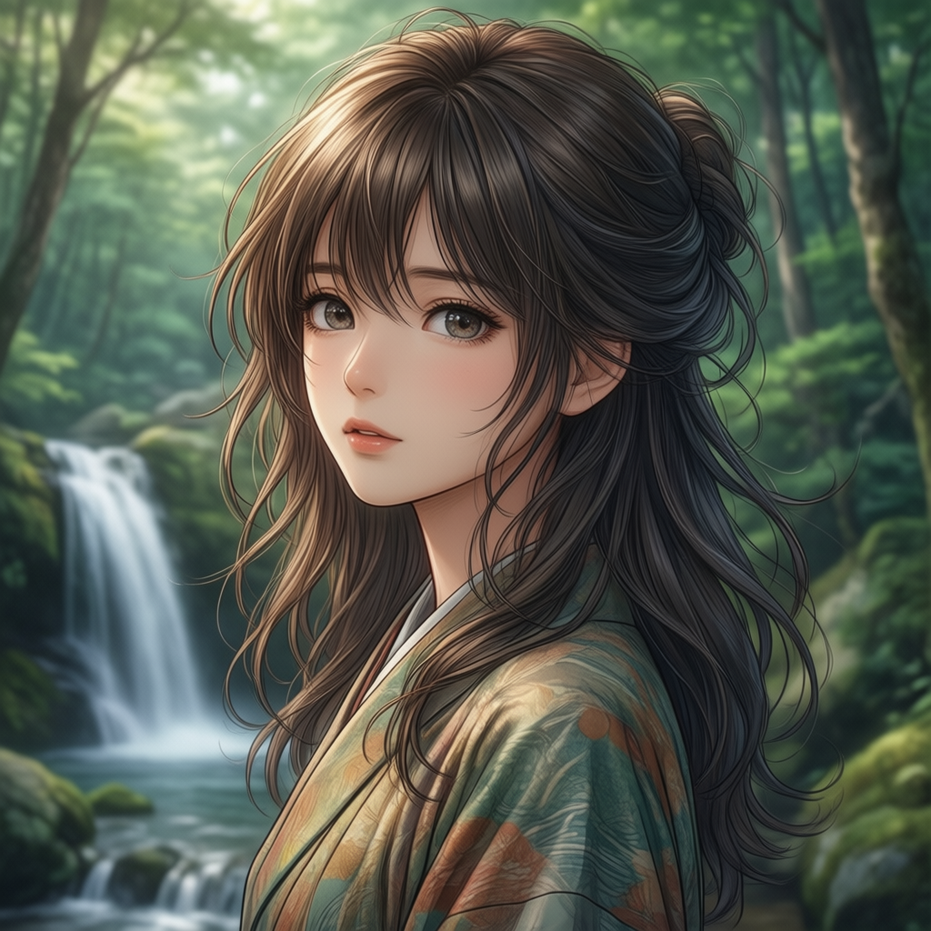Woman standing waterfall 6